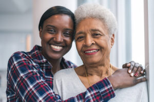 Senior woman spends precious time with adult daughter
