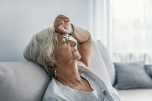 Senior woman experiences senior fatigue