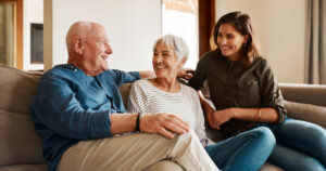 An adult woman who is caring for aging parents as an only child shares the ways in-home care can help her mom and dad.